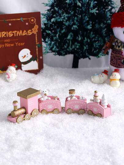 1pc Handpainted Wooden Christmas Train Decor, Best Christmas Gift, Home Decoration, Centerpiece, Christmas Holiday Gift, Gift Box Packaging (Slight Color Difference, Misalignment Of Parts, And Glue Overflow Are Normal Handmade Characteristics)