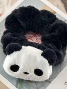 Autumn/Winter New Cute Panda Shaped Scrunchie Hair Ties Lovely Cartoon Hair Rope Ponytail Bun Hair Accessories, Casual & Elegant Street Style Hair Ties, Suitable For Spring, Summer, Autumn & Winter Ponytail Holders