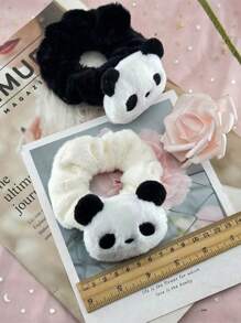 Autumn/Winter New Cute Panda Shaped Scrunchie Hair Ties Lovely Cartoon Hair Rope Ponytail Bun Hair Accessories, Casual & Elegant Street Style Hair Ties, Suitable For Spring, Summer, Autumn & Winter Ponytail Holders
