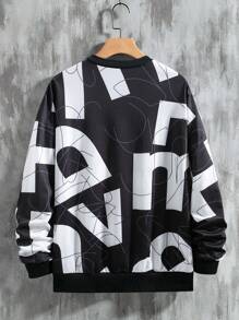 Sweat-shirt décontracté d'homme à col rond avec imprimé lettres, printemps/automne