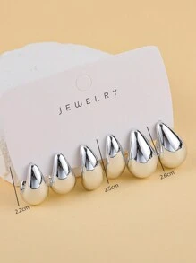 3 paires Ensemble de boucles d'oreilles à la mode de style européen et américain en forme de C et en forme de goutte d'eau, convient pour un port quotidien pour femmes