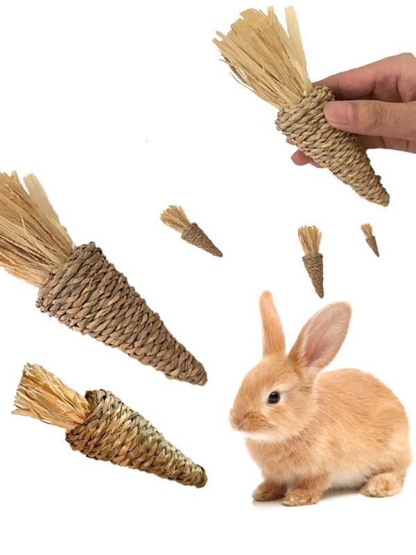 Handmade Woven Carrot Chew Toy For Rabbits, Hamsters, Guinea Pigs, Cats As Teeth-Grinding & Entertainment Toy