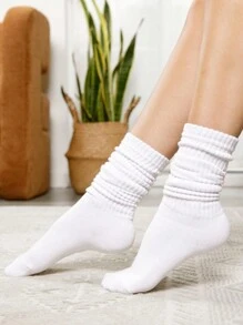 6 Pairs Women's Multicolor Slouch Crew Socks, Slouchy Socks, Fashionable Versatile Daily Soft Comfortable Moisture-Wicking Back-To-School Warm