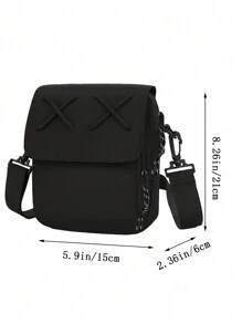 时尚单肩包斜挎包校园风圣诞节冬季秋季圣诞礼物男士包单肩包侧包徒步旅行男士礼物礼物学生旅行节日感恩节大容量多功能户外单肩包夏季返校包斜挎包春季学校用品钱包单肩包邮差包 - 黑色 - 查看 10