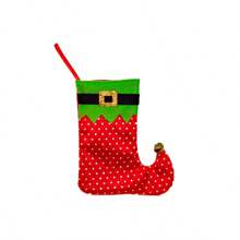 1 stuk, kerst mini-kousen, kerst mini-sokken, kerstversiering, kerstversiering, 6 stuks kerst mini-kousen, bordeauxrood, groen