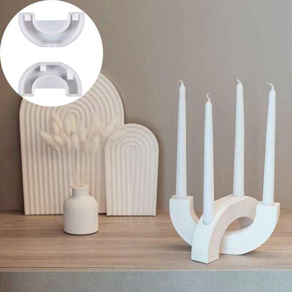 1 pezzo Stampo in silicone per portacandele ad arco, per realizzare portacandele in resina e pietra per la decorazione domestica, portacandele cavi da tavolo, adatto per Ognissanti, creazione e decorazione di candele natalizie