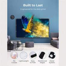 150 Inch Projection Screen 16:9 Foldable Portable Projector Movies Screen For Office Home Theater Outdoor Indoor Support Double Sided Projection. - White - View 8