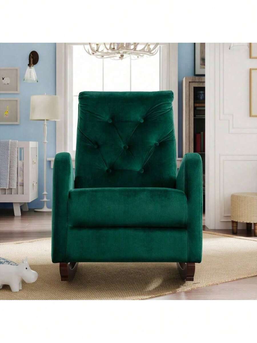 Baby Room High Back Rocking Chair Nursery Chair , Comfortable Rocker