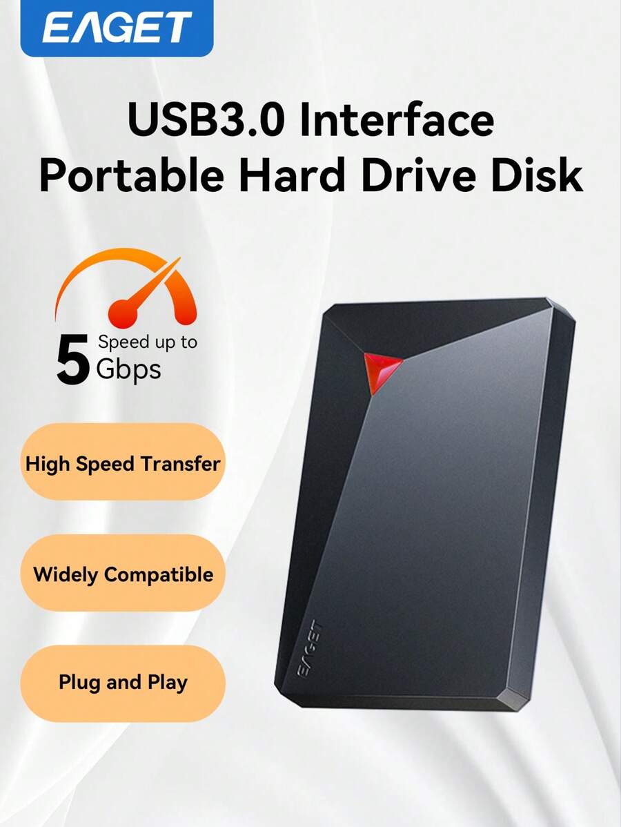 EAGET 便携式 5TB/4TB 外置硬盘 HDD 2.5 英寸 USB 3.0 250GB 320GB 500GB 1TB 存储兼容 PC、笔记本电脑