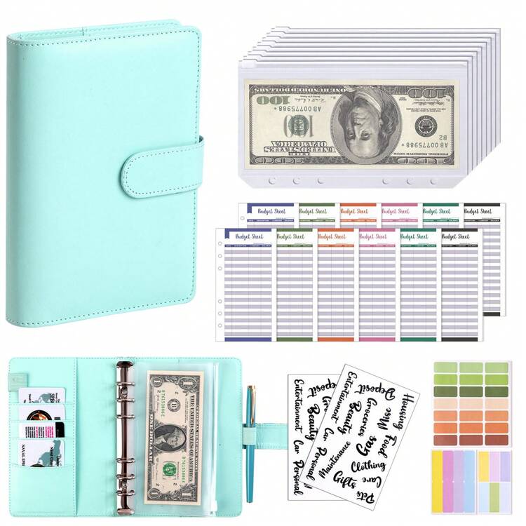 A6 Leather Budget Binder With Zipper Envelopes, Bohemian Style Cash Envelope System For Budget Management - Multicolor - View 20