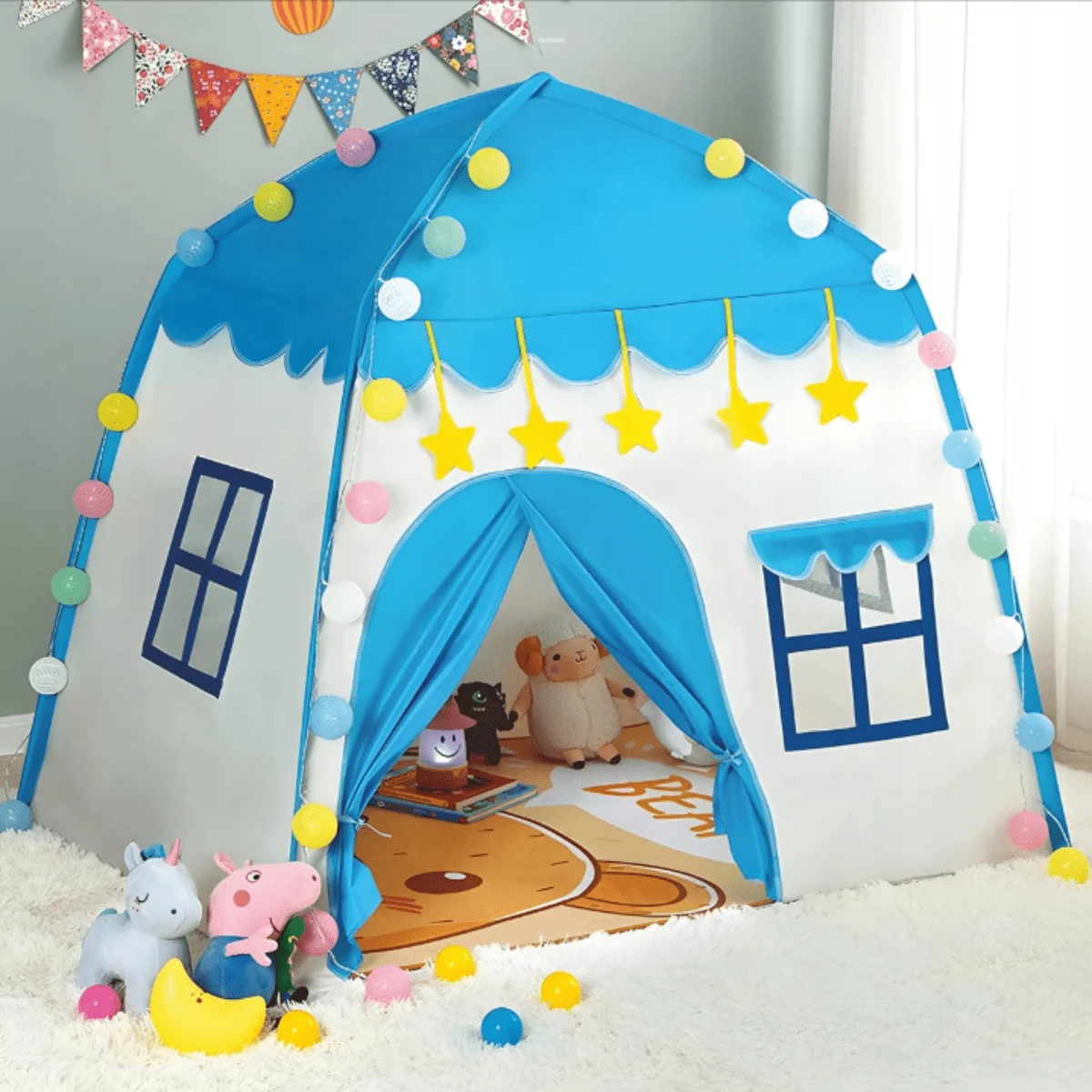Tiendas de Juegos para Niños Casita Para Niños Niñas Carpa Princesa Tienda Juego - Azul - Ver 1