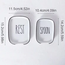 2pcs/Set Ceramic Letter Pattern Spoon Rests For Home Use,Kitchen,Christmas Gift,School Supplies