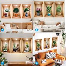 Miếng dán tường bằng nhựa PVC hình cây xanh nhiệt đới, Tranh kết hợp hoa cây xanh, Miếng dán tường khung giả 3D cho phòng ngủ, phòng khách, trang trí tường nền TV, Tự dính - Màu Khaki - Xem 5