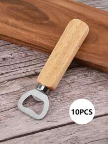 木柄开瓶器，可定制文字、徽标、电话号码、公司名称、不锈钢厨房和酒吧工具、手持式葡萄酒、苏打水瓶盖起子，适合作为父亲节、情人节、派对、圣诞节、万圣节、复活节、感恩节的礼物 - 适用于公司礼品和个性化活动 - 原木色(木柄) - 查看 17