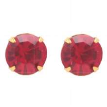 Brinco Ponto de Luz Vermelho Folheado A Ouro 18k