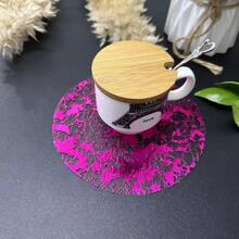 50pcDisposable Gold Placemat Metal Thin Mesh Round Gold Foil Pressed Down Table Companion Gold Doilies Table Wedding Party