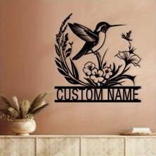 HELLOYOUNG 1pc Aangepaste Metalen Vogel En Bloem Muurdecoratie. Schattig Huisdier Koe Gepersonaliseerd Logo. Boerderij Stijl Decor. Metalen Vogel En Bloem Kunst. Aangepaste Naam Muurdecoratie Voor Porch, Tuin En Cadeau. Muurkunst Decor Woonkamer/Kantoor Metalen Kunstwerk Gepersonaliseerd Bord/Boerderij Bord/Tuin Decor