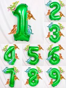 5 Stück Tropischer Dschungel Party Dekorationsset, inklusive 32 Zoll Zahlenballon (0-9), cartoon Dinosaurier geformter PE Dekorationsballon, geeignet für Geburtstags-, Einschulungs- und Valentinstags-Partys