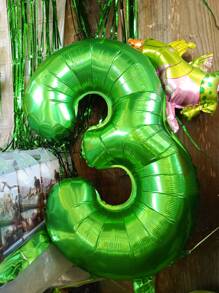 5 Stück Tropischer Dschungel Party Dekorationsset, inklusive 32 Zoll Zahlenballon (0-9), cartoon Dinosaurier geformter PE Dekorationsballon, geeignet für Geburtstags-, Einschulungs- und Valentinstags-Partys