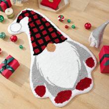 DeramHy Home Tomte 圣诞装饰浴室地毯，Tomte 迎宾垫防滑可洗浴缸地毯浴室浴缸厨房地毯装饰：[多种用途]：这款冬季圣诞圆形地毯可用作厨房垫、门垫、室内门垫和趣味厨房垫。这款可爱的迎宾垫也可作为圣诞礼物送给亲朋好友。家居浴室装饰 地毯 户外地毯 门垫 秋季装饰 浴室配件 返校季 玄关装饰 - 紅色格子矮人 - 查看 7