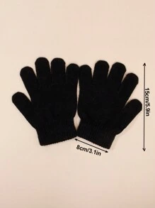 6pairs Children Solid Color Knitted Gloves Set, Suitable For Outdoor Daily Sports, Cold-Proof And Warm - Multicolor - View 5