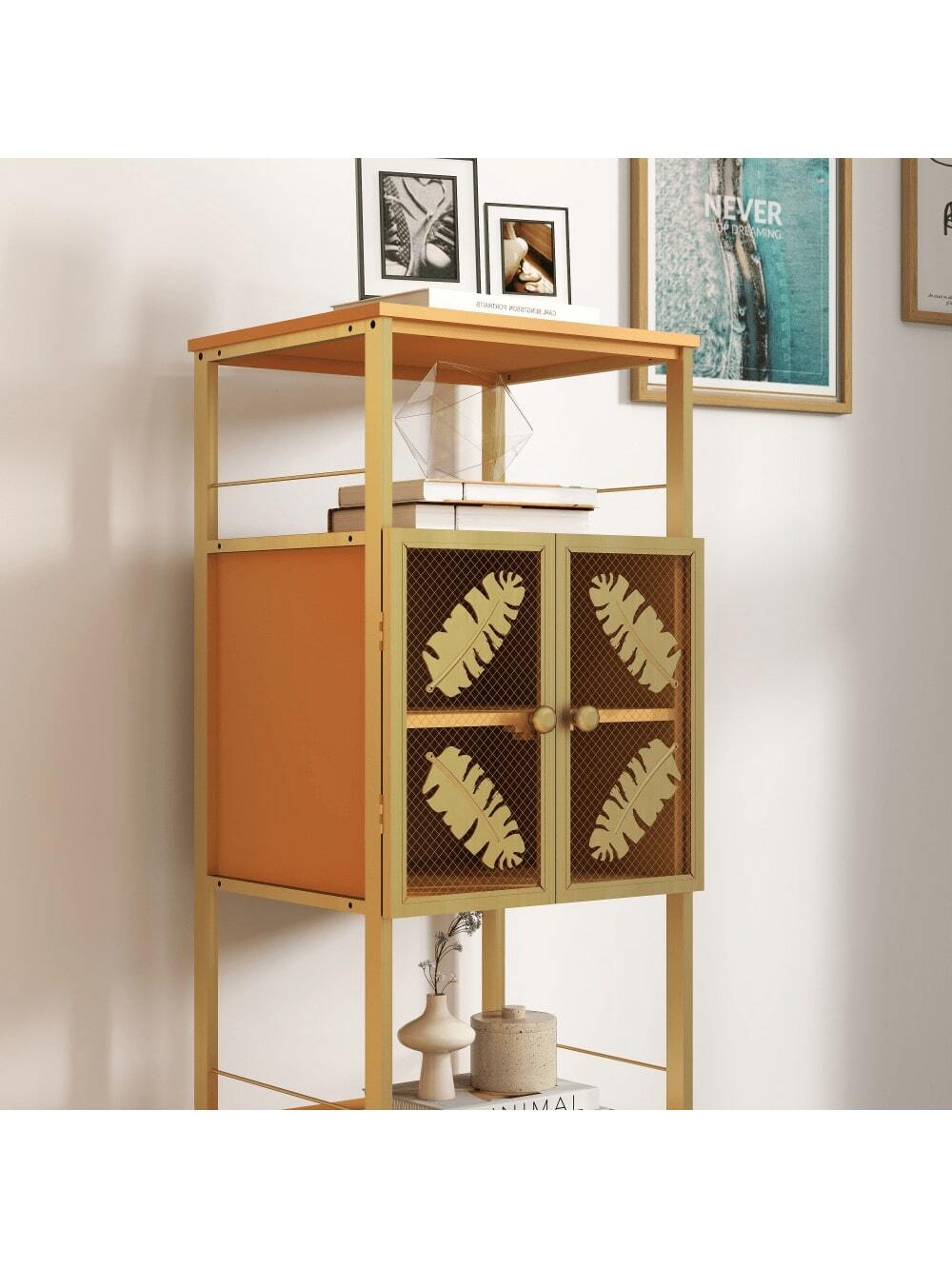 Tall Large Floor Storage With Open Compartments And 2