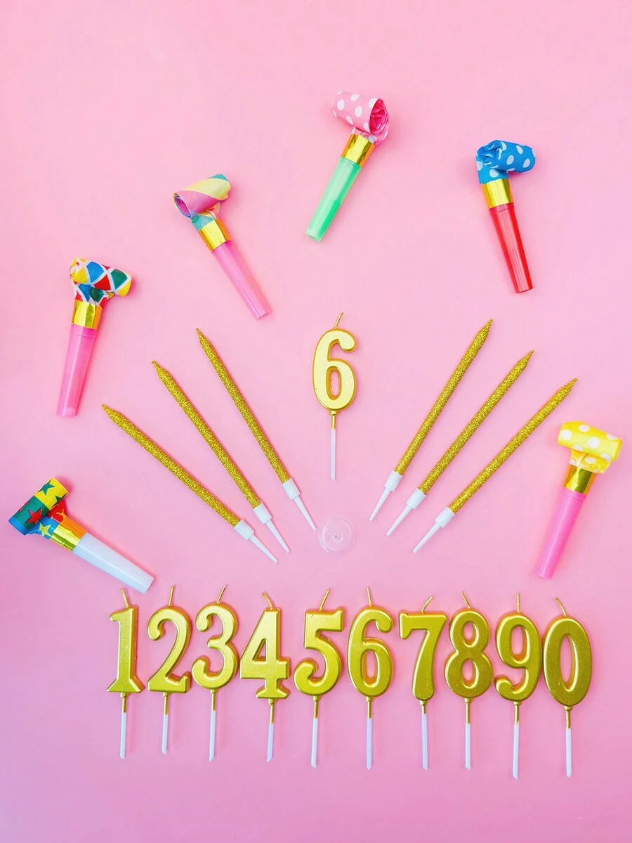 1 bộ Nến sinh nhật đánh số bằng vàng và bạc, Nến số tiệc/năm mới 0-9, Nến bánh, Trang trí phòng, Quà tặng - Nhiều màu - Xem 1