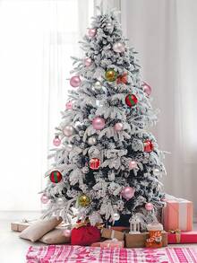 Zestaw 44 szt./1 opakowanie różowo-białych bombek choinkowych ze sznurkiem, nietłukące się ozdoby choinkowe, dekoracje na przyjęcia świąteczne, odpowiednie na święta, wesela i imprezy, płatki śniegu, gwiazdy, bombki choinkowe z motywem łosia, prezent świąteczny, dekoracja choinkowa, dekoracja choinkowa, wystrój domu, ozdoby świąteczne, ozdoby choinkowe, ozdoby na stół wigilijny - Wielokolorowe - Zobacz 5