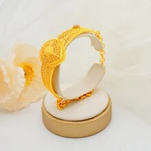 Dubai Luxury Golden Jewelry African Jewelry Sets Necklace Earrings Ring Bracelet 4 Pieces - Gold - View 7