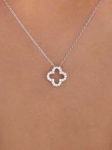 1 件女士简约水钻花朵吊坠项链 - 花朵 - 查看 2