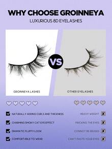 GROINNEYA 6 Pairs Fox Eye False Eyelashes, Faux Mink Lashes, Natural Look Short Lashes For Makeup (P01) - 黑色 - 查看 6