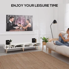 VOWNER 59" TV Stand With Open Shelf Up To 55-60 Inch TV, Console Table Entertainment Center For Living Room, Bedroom,Thanksgiving Christmas Gifts - 白色 - 查看 6