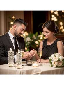 1 đèn nến pha lê LED 6 inch có họa tiết hoa hồng và lăng kính khúc xạ, đèn nến pha lê trong suốt, thích hợp cho sinh nhật, trang trí Giáng sinh, nhà cửa, đèn bàn phòng ngủ, đèn chiếu sáng phản chiếu hào quang có họa tiết hoa hồng, trang trí sinh nhật, đám cưới, đèn trang trí Giáng sinh, Giáng sinh, Lễ tạ ơn, Năm mới, Ngày lễ tình nhân, giá đỡ nến pha lê trang trí - Nhiều màu - Xem 9