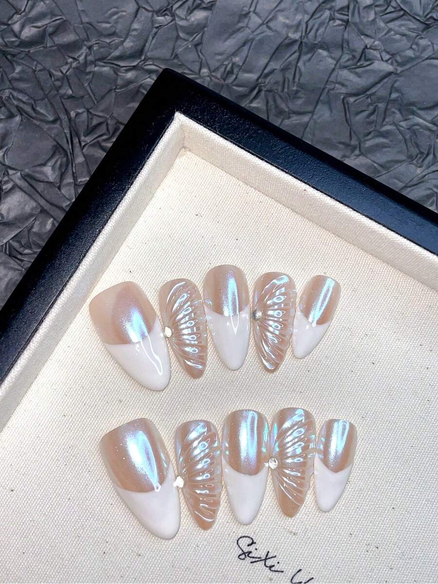 Handmade HandPainted Mermaid Shell Almond Shell 10 Pieces Wearing