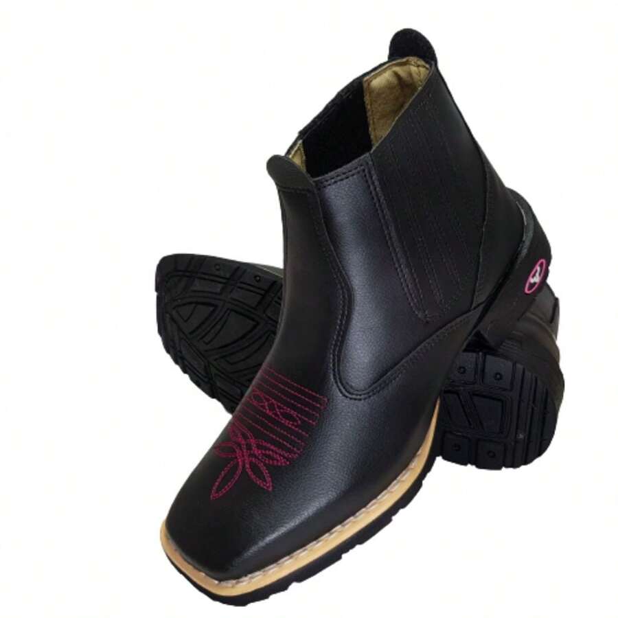 Women's Texan Boot, Mid-Calf, Square Toe Country Boot - 黑色 - 查看 1