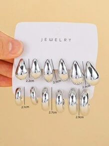 3 paires Ensemble de boucles d'oreilles à la mode de style européen et américain en forme de C et en forme de goutte d'eau, convient pour un port quotidien pour femmes