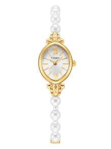 1件女士休闲复古简约石英腕表，适合日常佩戴 - 金色 - 查看 7