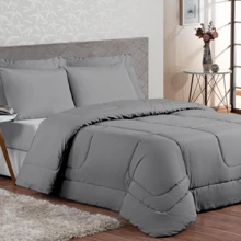 Queen 3 Piece Micro Percale 400 Thread Count Duvet Cover - Xám - Xem 1