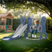 Ximido 4 In 1 Kids Swing And Slide ,Indoor Outdoor Playground For Children Baby Swing Set With Slide, Basketball Hoop For Boys And Girls - Blue - View 4
