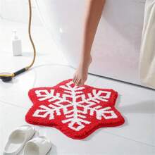 1 Piece Of 60 * 60cm Snowflake Pattern Floor Mat, Creative Cute Polyester Bath Mat, For Home Decor Christmas  Christmas Decor  Christmas Decorations Christmas Decoration Room Decor - Multicolor - View 4