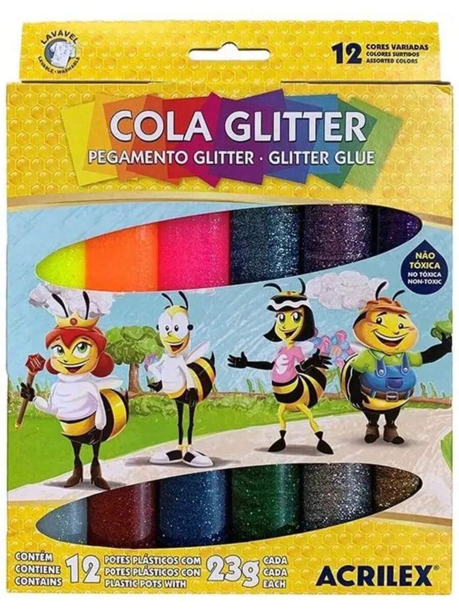 Cola Glitter 12 Cores 23g Acrilex - Multicolorido - Visão 1