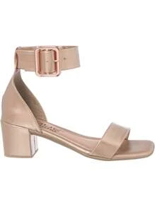 Sandalia de Salto 5.5cm Fivela Alta Feminina Metalizada Estilosa - Bronze - Visão 4