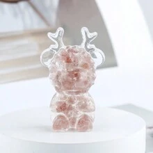 1 件天然水晶滴环氧树脂圣诞鹿雕像桌面展示装饰品，手工装饰最佳礼物 - 彩色 - 查看 8