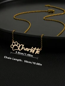 可定制奢华简约精致猫爪名字吊坠项链，适合送给朋友、家人、生日、节日、周年纪念日的礼物，适合聚会和郊游 - 金色 - 查看 4