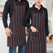 1 pièce Tablier ajustable pour adulte, tablier de chef rayé pour restaurant, camping extérieur, pique-nique, utilisation en cuisine (les motifs imprimés peuvent varier, style de boucle aléatoire), cuisine, salle de bain, maison, fournisseurs de produits ménagers