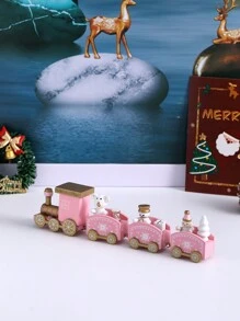 1 szt. ręcznie malowany drewniany pociąg świąteczny, dekoracja, najlepszy prezent na Boże Narodzenie, dekoracja domu, centralny element, prezent świąteczny, opakowanie w formie pudełka na prezent (niewielka różnica w kolorze, niedopasowanie części i nadmiar kleju są normalnymi cechami rękodzieła)