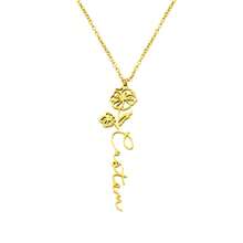 Dây chuyền mặt hoa sinh nhật tháng 12 bằng thép không gỉ tối giản tùy chỉnh, Quà tặng kỷ niệm sinh nhật - Vàng - Xem 4