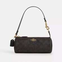 Coach Outlet Nolita Barrel Bag In Signature Canvas - Gold/walnut/black - View 1