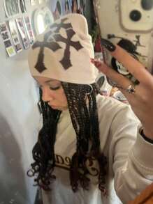 1 chiếc mũ len thiết kế hình chữ thập dành cho cả nam và nữ, mũ trùm tai dày chống gió ấm áp, mũ len beanie thời trang thanh lịch cổ điển dễ thương, thích hợp cho đi bộ ngoài trời, trượt tuyết, cưỡi ngựa, du lịch, tiệc tùng, mặc hàng ngày mùa đông thu - MM1571 - Xem 12