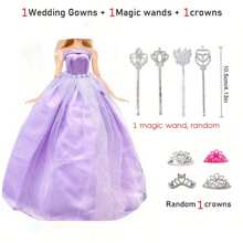 1 set de robe de poupée de mode + 1 baguette magique + 1 couronne, pour poupée de 11,5 pouces, cadeau de jouet pour filles (poupée non incluse), cadeau d'Halloween/Thanksgiving/Noël